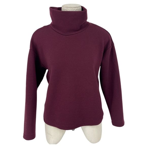 RBX Burgundy Ribbed Turtleneck Sweatshirt - Picture 2 of 12